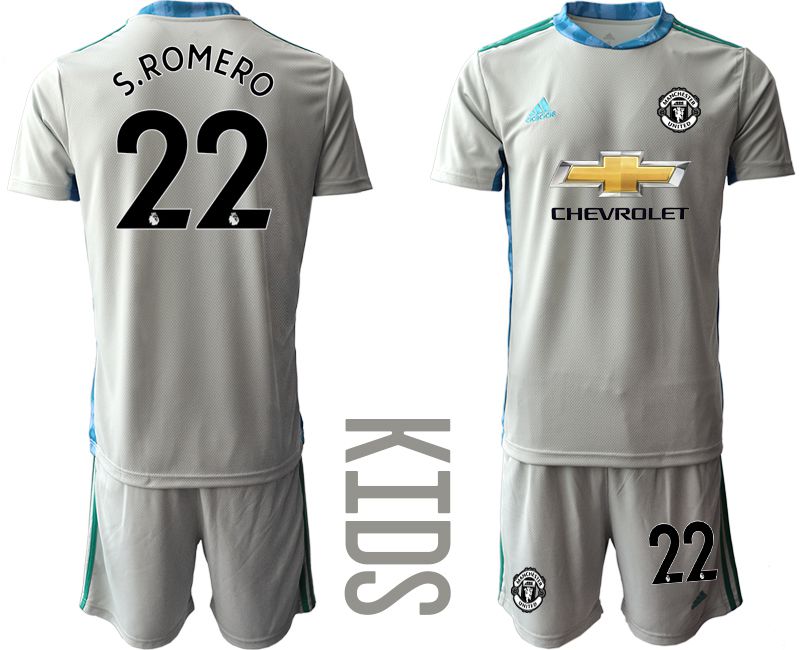 Youth 2020-2021 club Manchester United gray goalkeeper #22 Soccer Jerseys